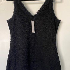 NWT WHBM Womens Black Lace Sleeveless Shell Top Size M